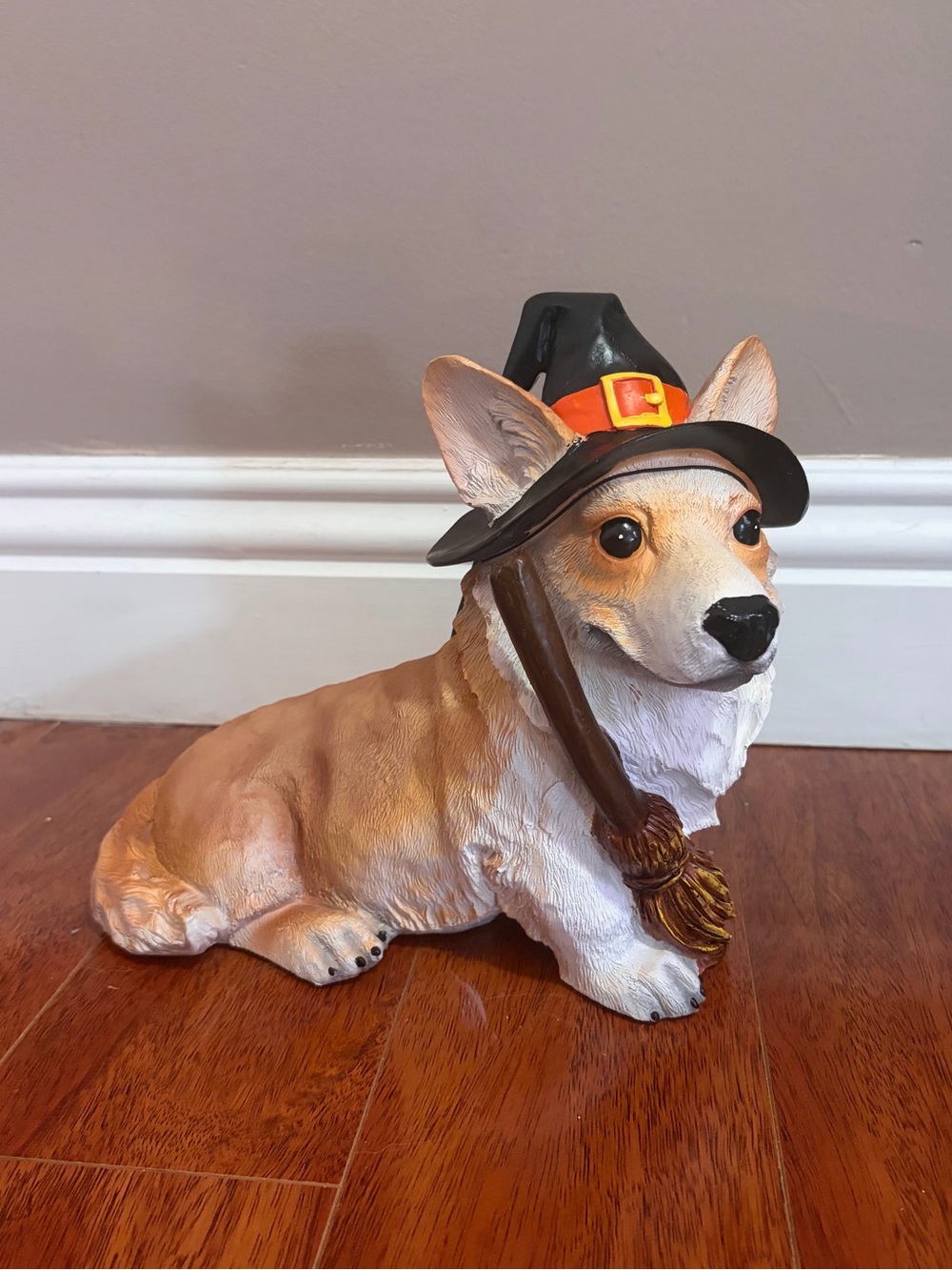 NWT Corgi Halloween Decor Witch Statue